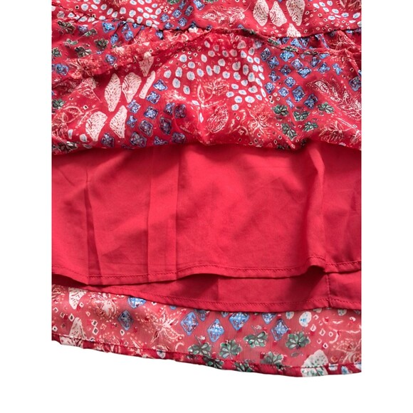 Loft Garden Smocked Bodice Tiered Maxi Dress Red Boho Fall Women's 12 Petite‎ - Picture 13 of 16